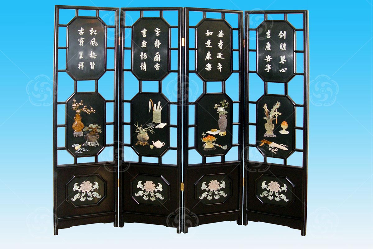 骨石鑲嵌屏風
