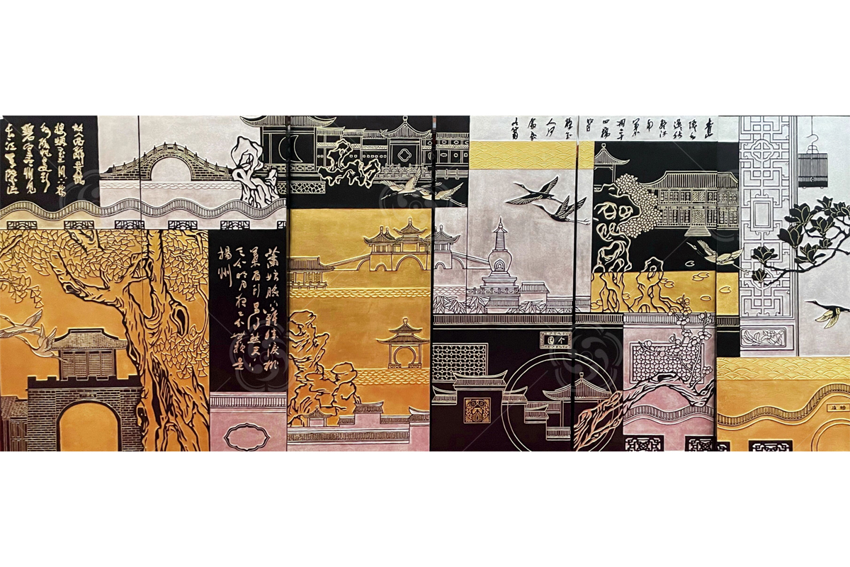 刻漆壁畫(huà)《園林記憶》