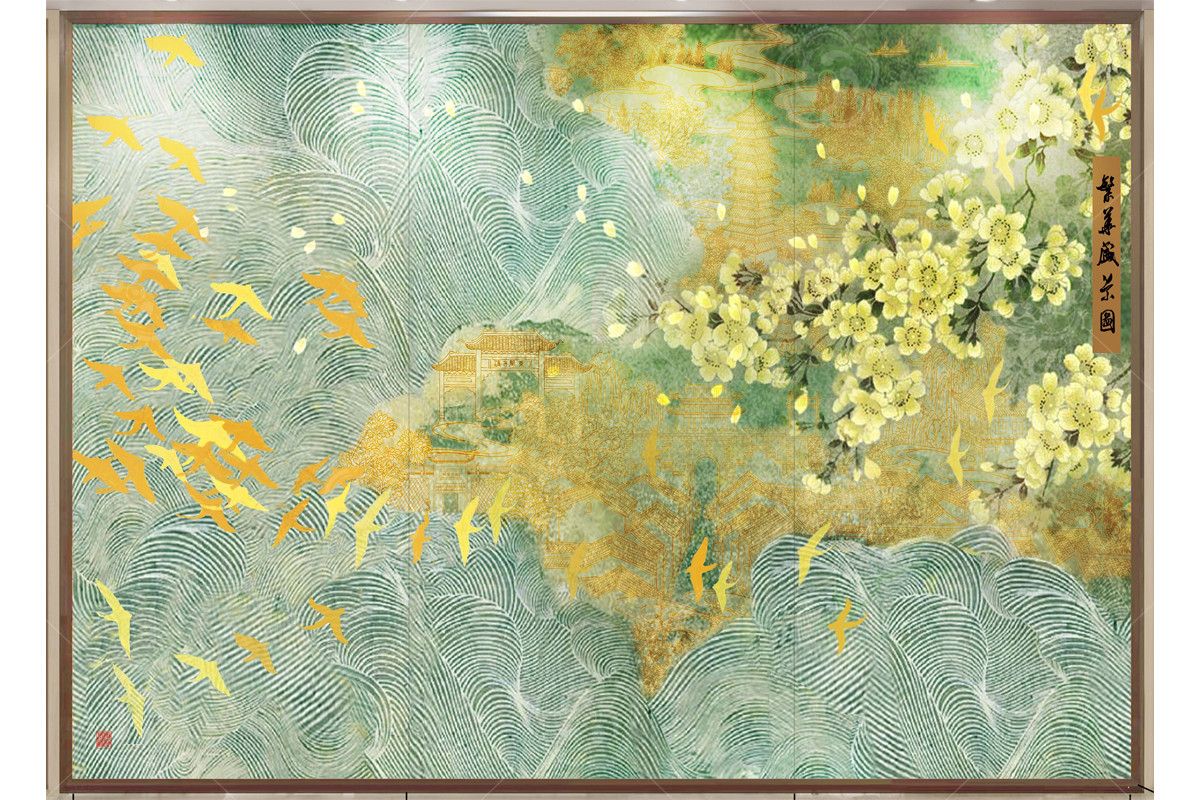 刻漆壁畫(huà)《運(yùn)河》